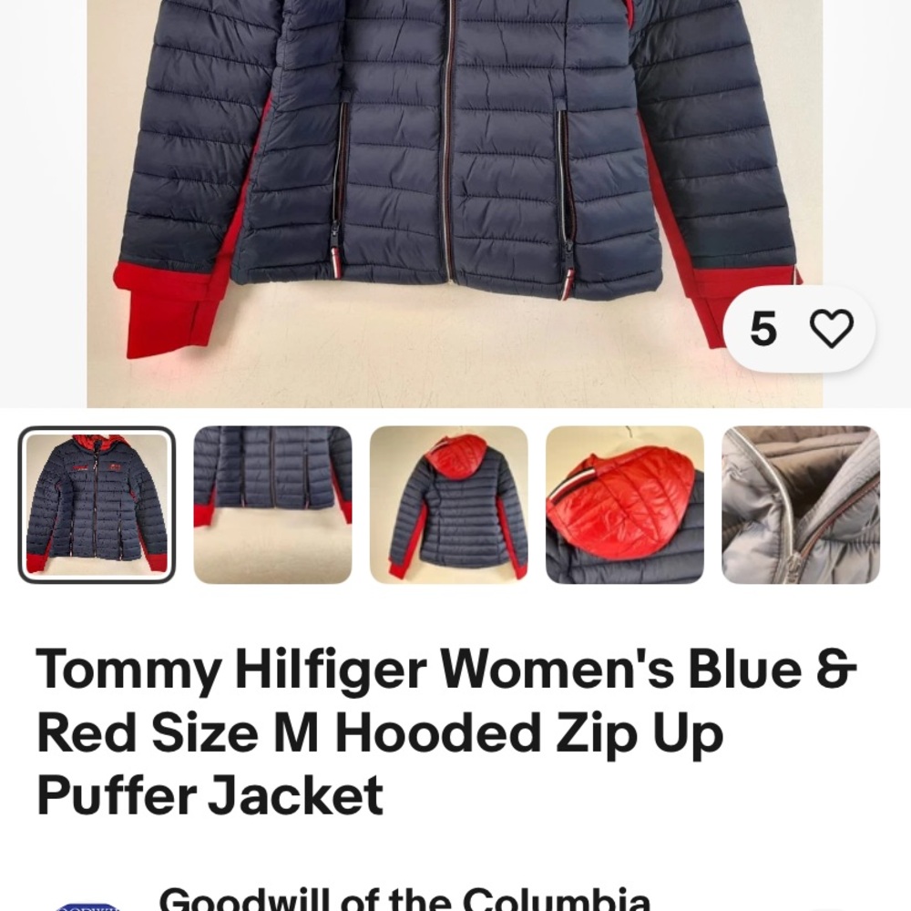 Tommy Hilfiger Women’s Red Packable Lightweight Hooded Puffer Jacket - Picture 10 of 13